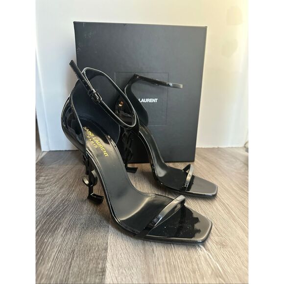 Saint Laurent Opyum Patent Leather Sandals In Nero US 11 $1500 - Picture 6 of 13